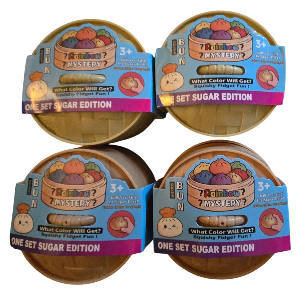 Squishy Bun Mystery Fidget Toy Kids 4-Pack Multicolor New Sugar Edition Steamer